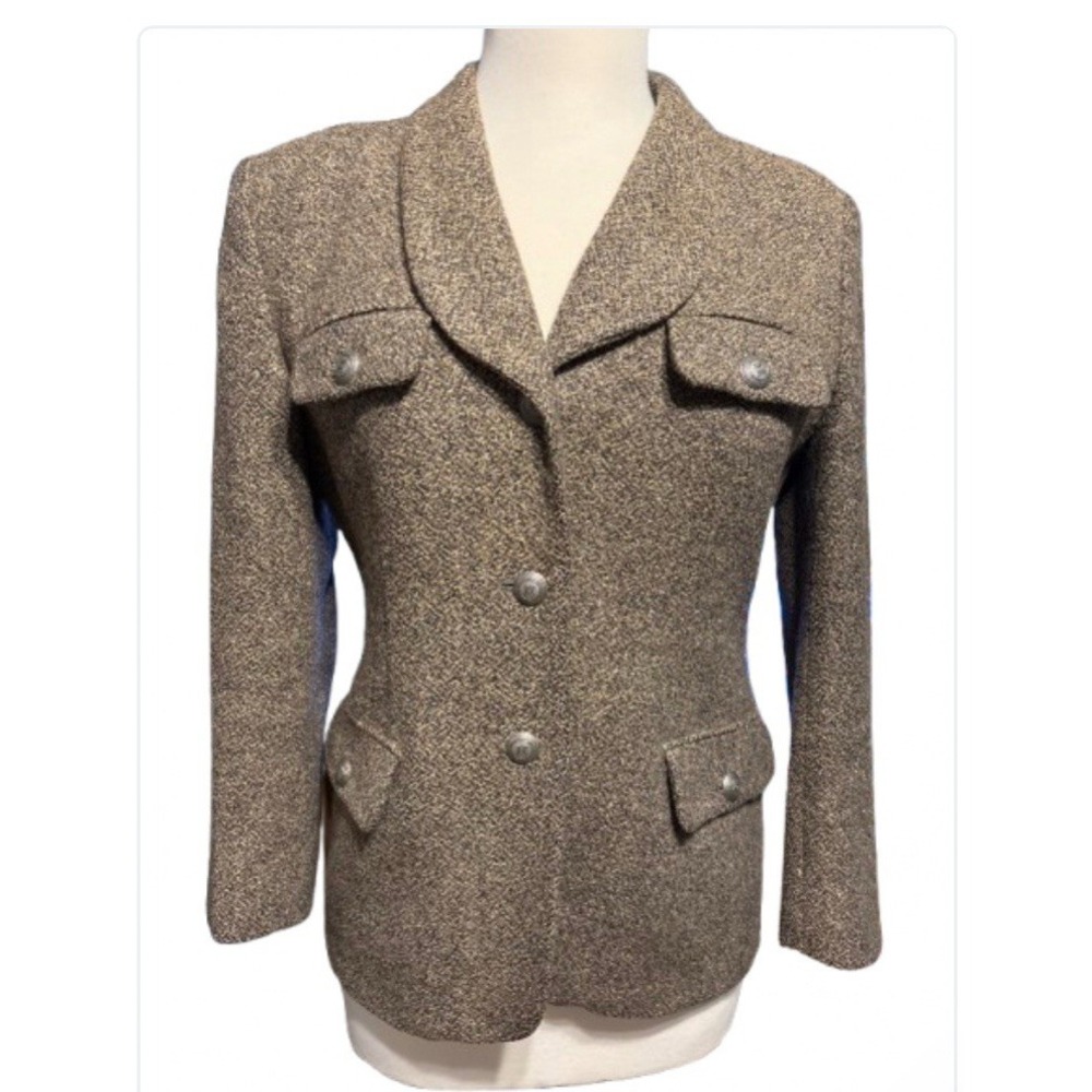 VTG Rena Rowen 4 Seville Jacket Wool and Silk Sz 8P USA pockets